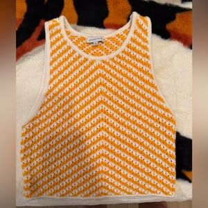 Orange and White Knit Tank Top